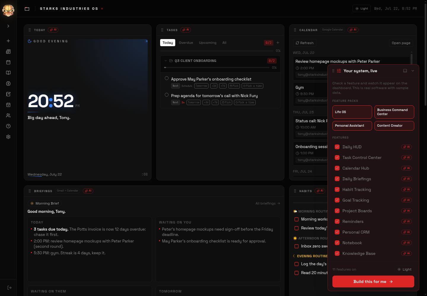 The Classified demo dashboard running on sample data